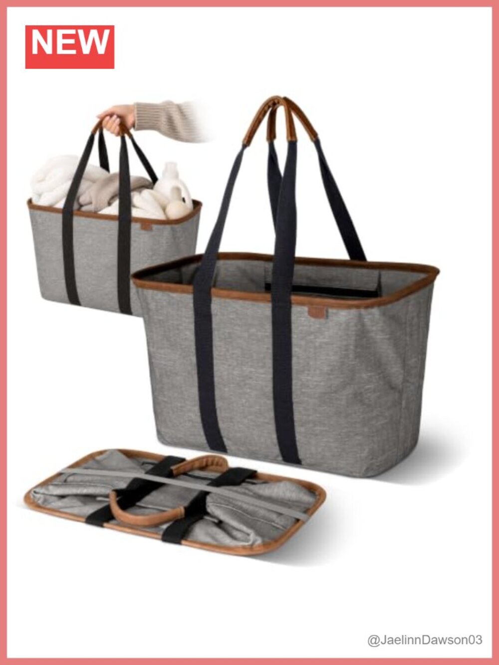 CleverMade Collapsible Tote LUXE 30L Structured Foldable Reusable Grocery Beach